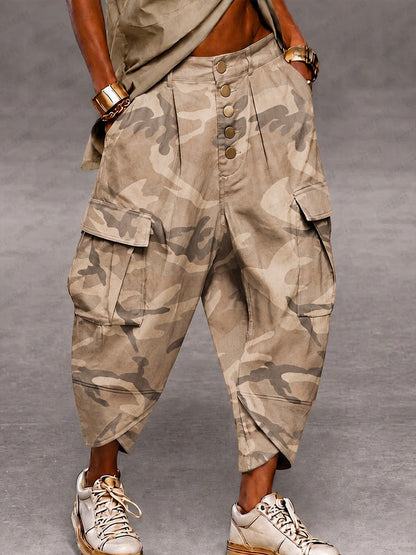 Casual Camouflage Print Cargo Harem Pants