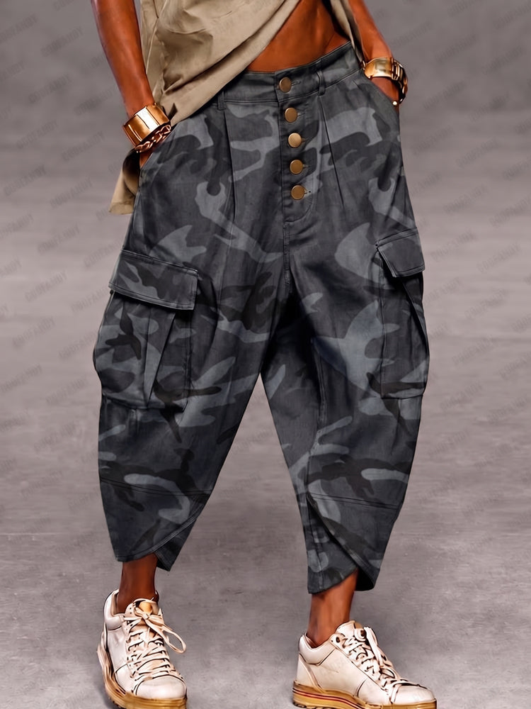 Casual Camouflage Print Cargo Harem Pants