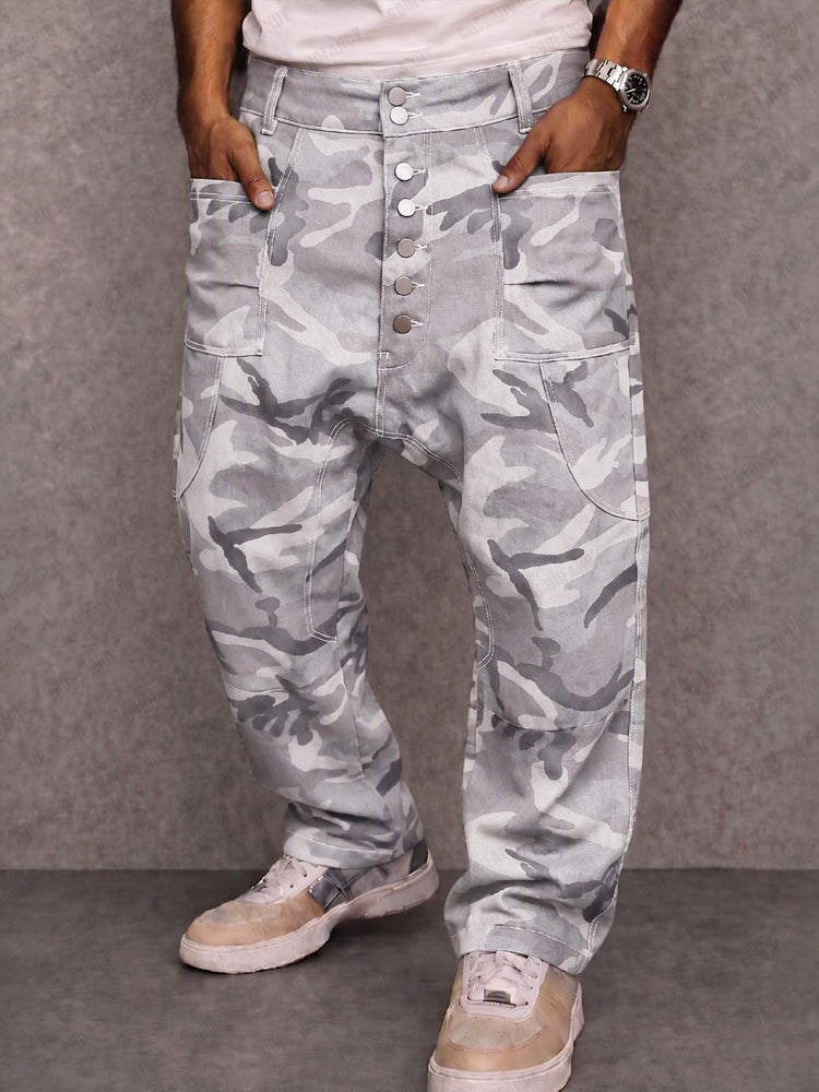 Casual Street Style Camo Print Drop Crotch Pants