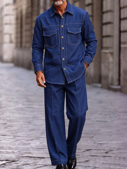 Utility Casual Contrast Stitching Two Piece Set