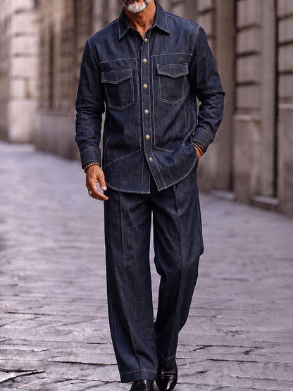 Utility Casual Contrast Stitching Two Piece Set