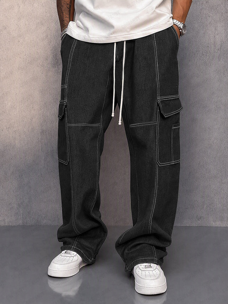 Utility Fashion Printed Drawstring Cargo Pants