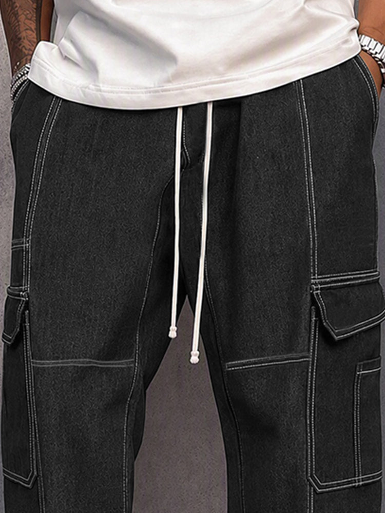 Utility Fashion Printed Drawstring Cargo Pants