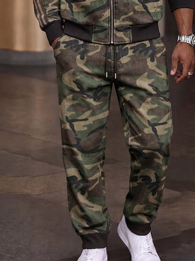 Tactical Camouflage Print Jacket Pants Set
