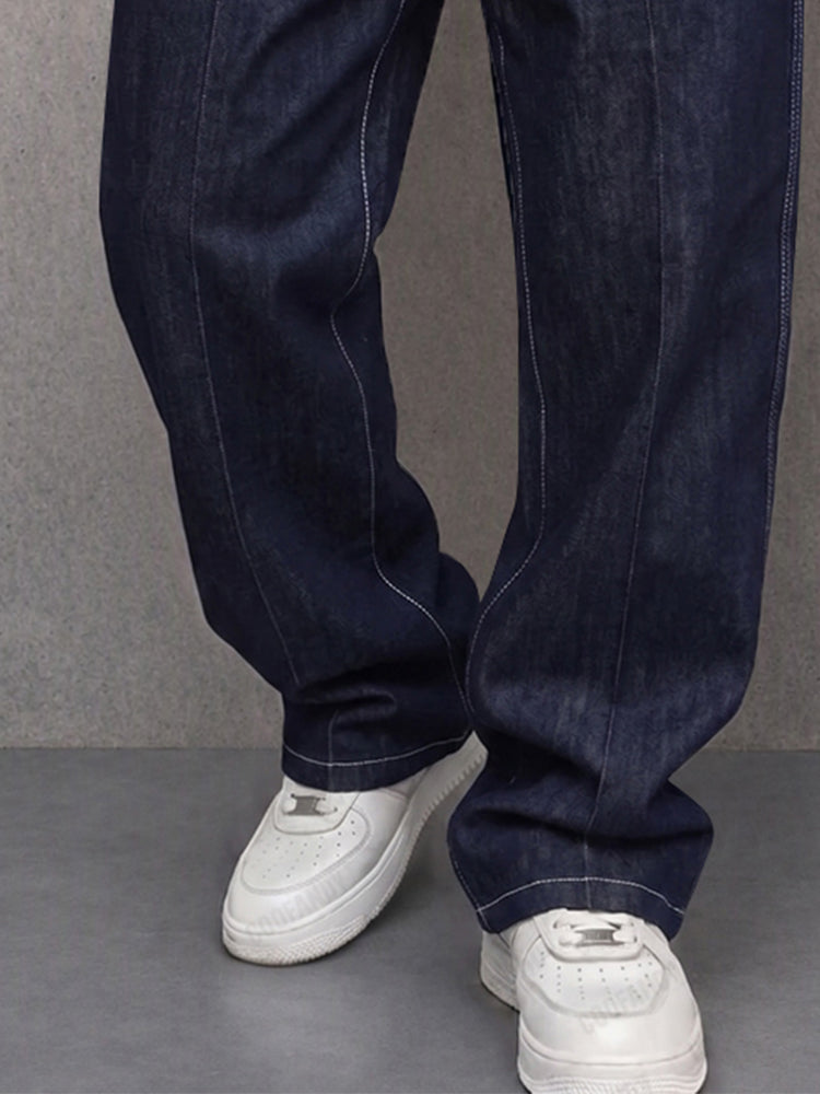 Casual Gold Frogged Detail Faux Denim Pants