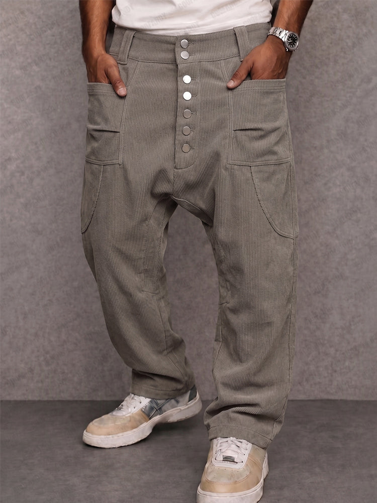 Casual Street Style Drop Crotch Corduroy Pants