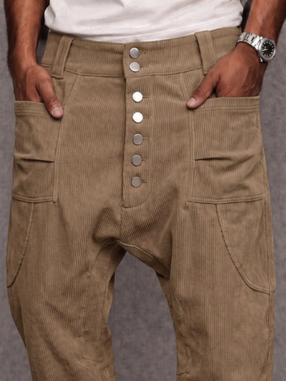 Casual Street Style Drop Crotch Corduroy Pants