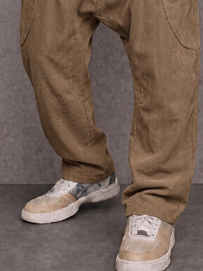 Casual Street Style Drop Crotch Corduroy Pants