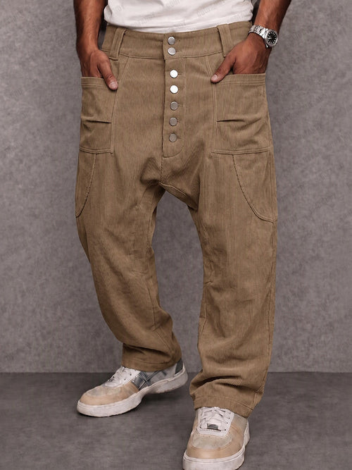Casual Street Style Drop Crotch Corduroy Pants