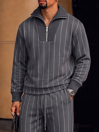 Urban Patchwork Ribbed Sweatshirt Set