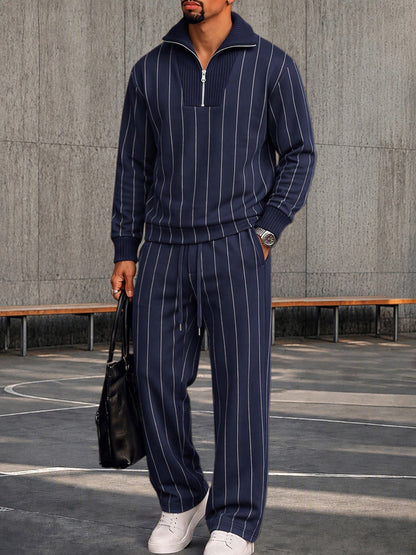 Urban Patchwork Ribbed Sweatshirt Set