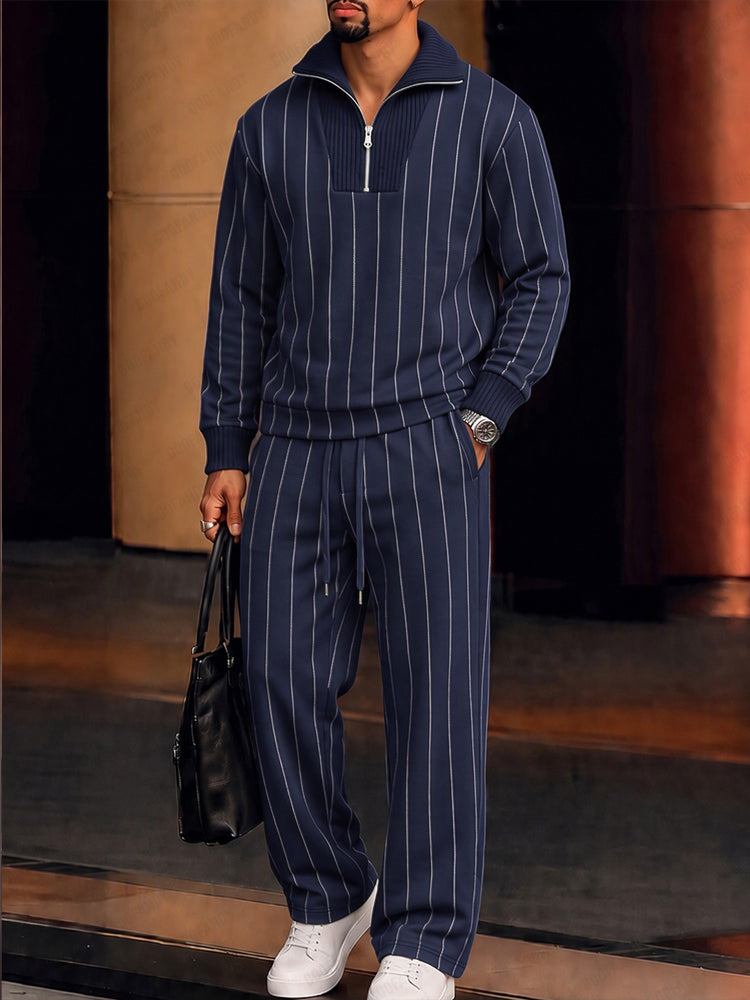 Urban Patchwork Ribbed Sweatshirt Set