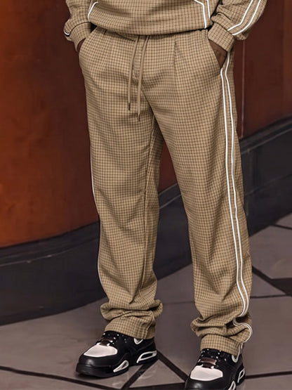 Athleisure Plaid Contrast Piping Matching Set