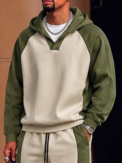Unique Color Block Hoodie Pants Set