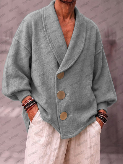 Designer Shawl Collar Knit Cardigan