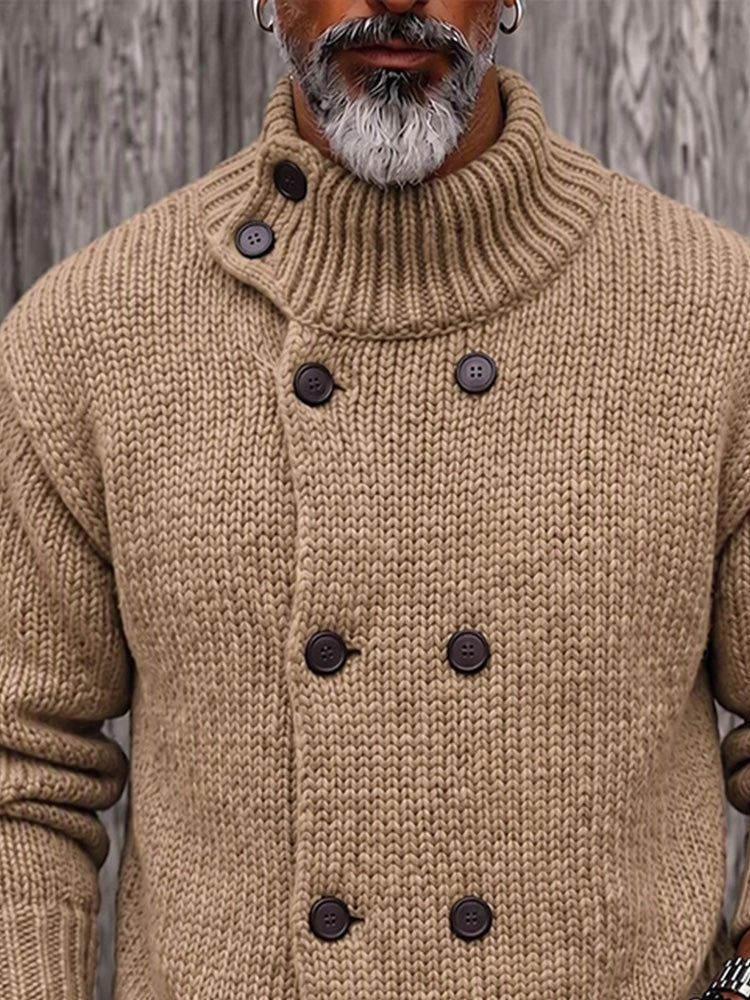 Timeless Double-Breasted Turtleneck Sweater