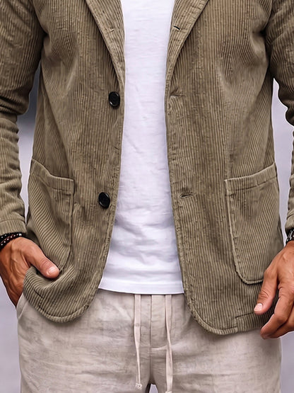 Versatile Hooded Corduroy Jacket