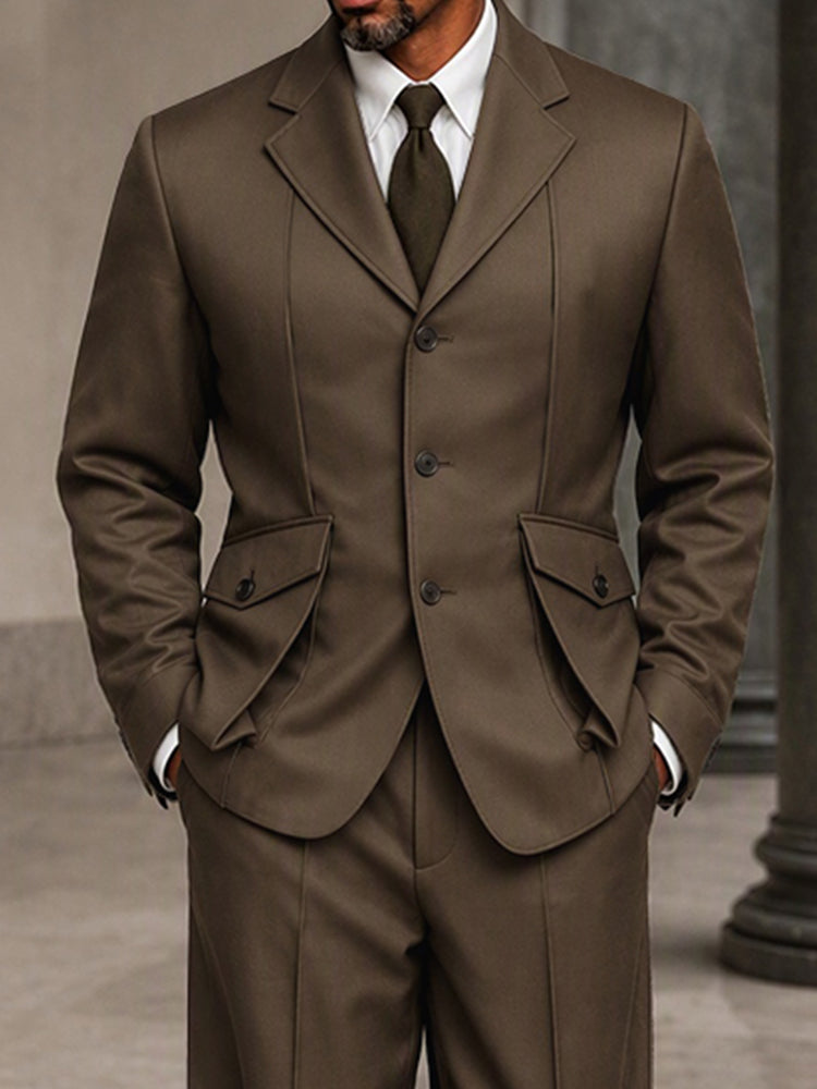 Smart Casual Structured Flap Pockets Suit Set