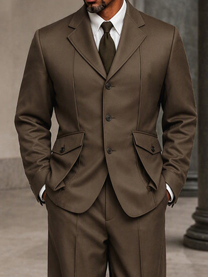 Smart Casual Structured Flap Pockets Suit Set