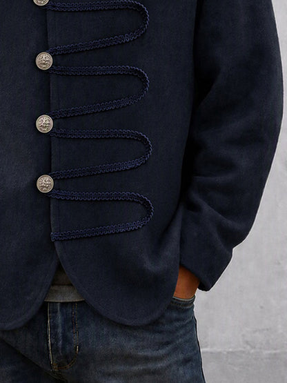 Military Style Stand Collar Button Sweater Coat