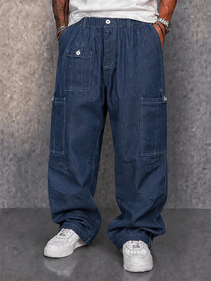 Casual Baggy Multi Pocket Denim-look Pants