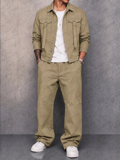 Cargo Style Button Front Jacket Matching Set