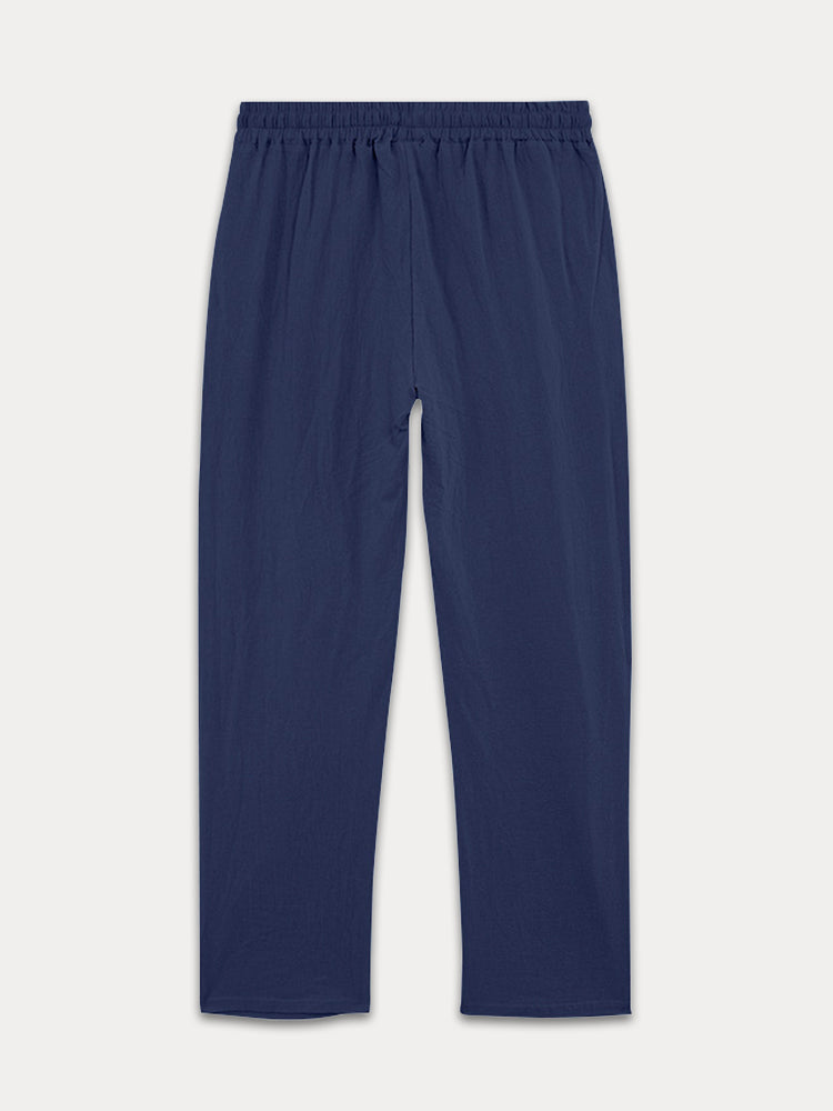 Casual 100% Cotton Drawstring Waist Pants