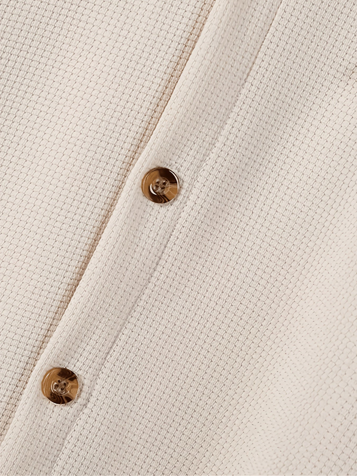 Waffle Knit Lapel Collar 2-Piece Shirt Set