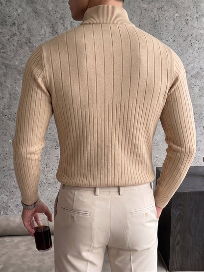 Half-Zip Ribbed Knit Sweater