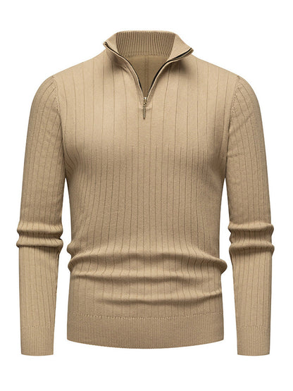 Half-Zip Ribbed Knit Sweater