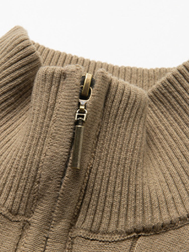 Half-Zip Ribbed Knit Sweater