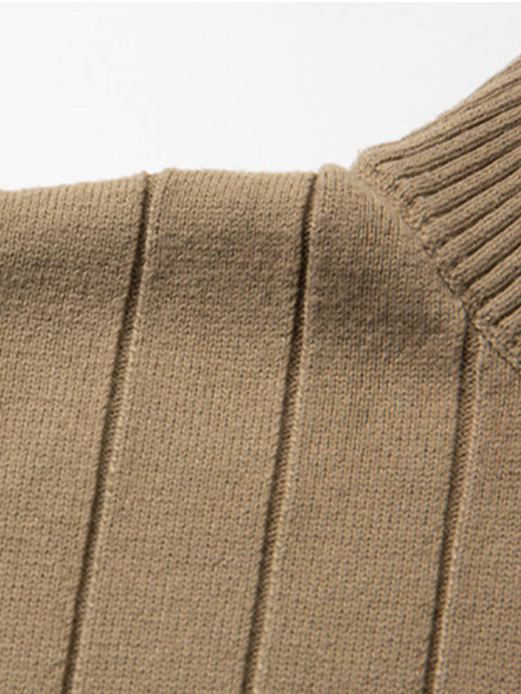 Half-Zip Ribbed Knit Sweater