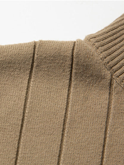 Half-Zip Ribbed Knit Sweater