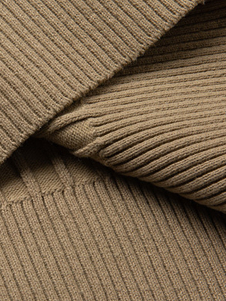Half-Zip Ribbed Knit Sweater