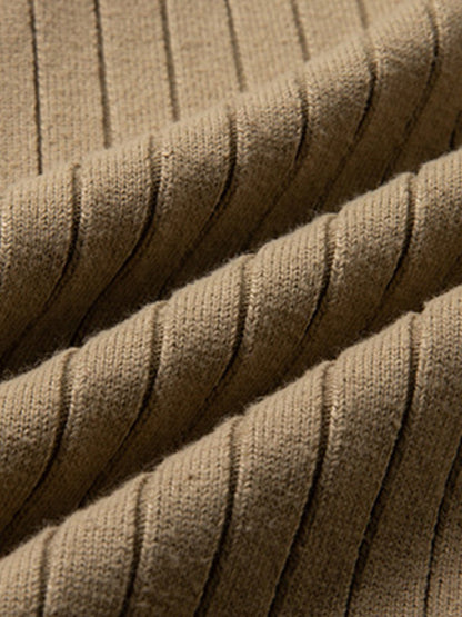 Half-Zip Ribbed Knit Sweater