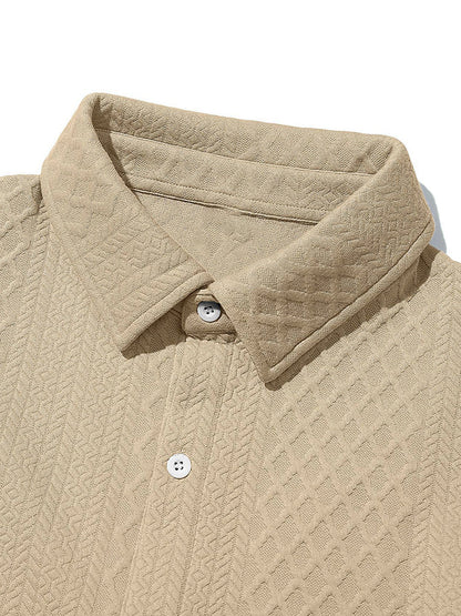 Embossed Jacquard Long Sleeve Button-Down Shirt