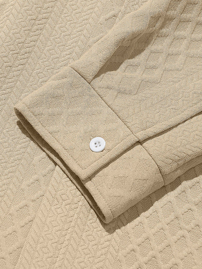 Embossed Jacquard Long Sleeve Button-Down Shirt