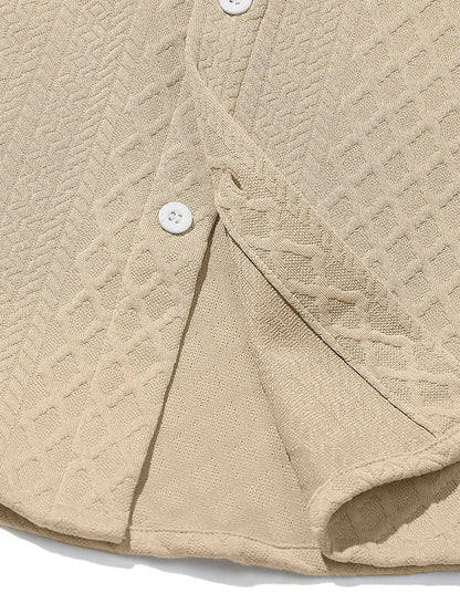 Embossed Jacquard Long Sleeve Button-Down Shirt