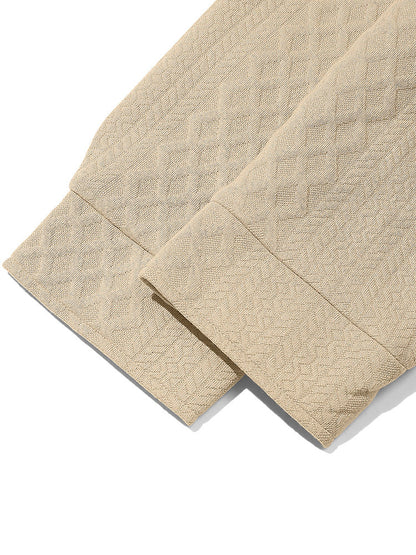 Embossed Jacquard Long Sleeve Button-Down Shirt