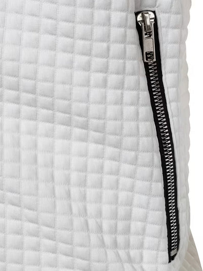 Casual Stand Collar Quilted Zip-Up Jacket