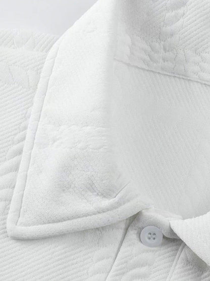 Textured Jacquard Long Sleeve Polo Shirt