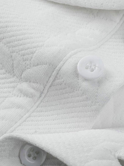 Textured Jacquard Long Sleeve Polo Shirt