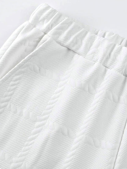 Textured Jacquard Long Sleeve Polo Shirt