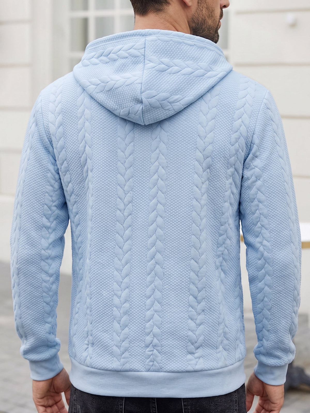 Casual 3D Embossed Zip-Up Hoodie
