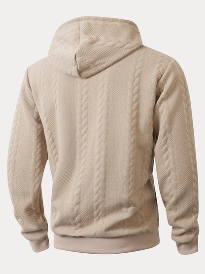 Casual 3D Embossed Zip-Up Hoodie