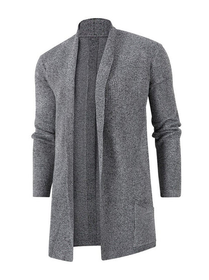 Solid Ribbed Knit Open Front Cardigan