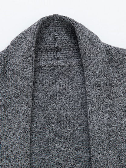 Solid Ribbed Knit Open Front Cardigan