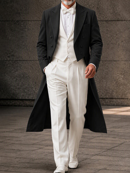 Designer Faux Two-Piece Long Suit Overcoat