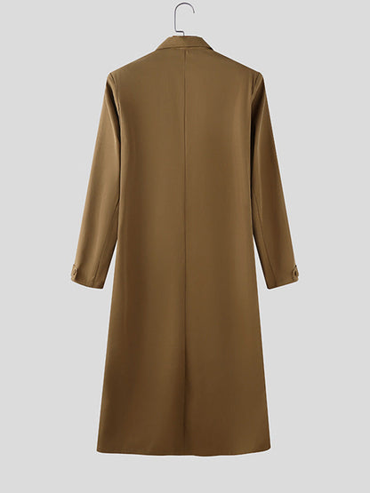 Designer Faux Two-Piece Long Suit Overcoat