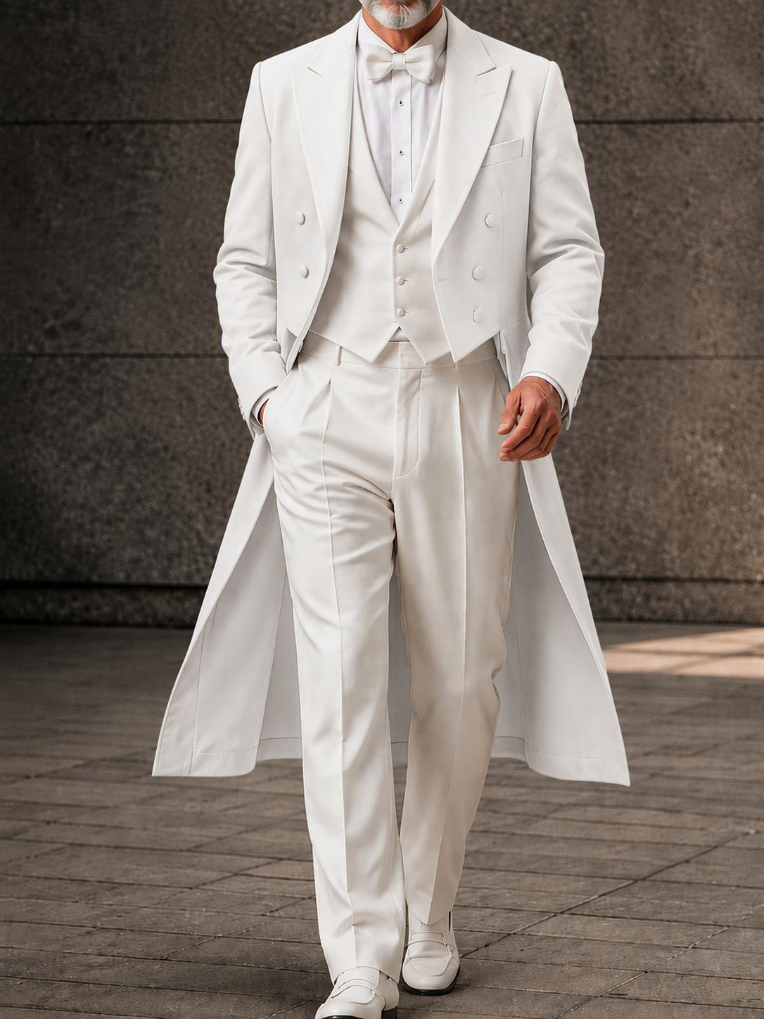 Designer Faux Two-Piece Long Suit Overcoat